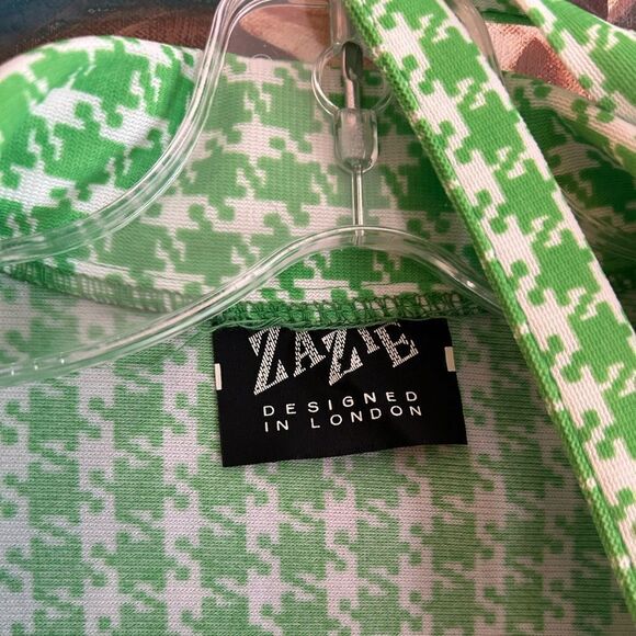 Vintage Green and white houndstooth print dress w matching maxi skirt Small - Picture 10 of 16